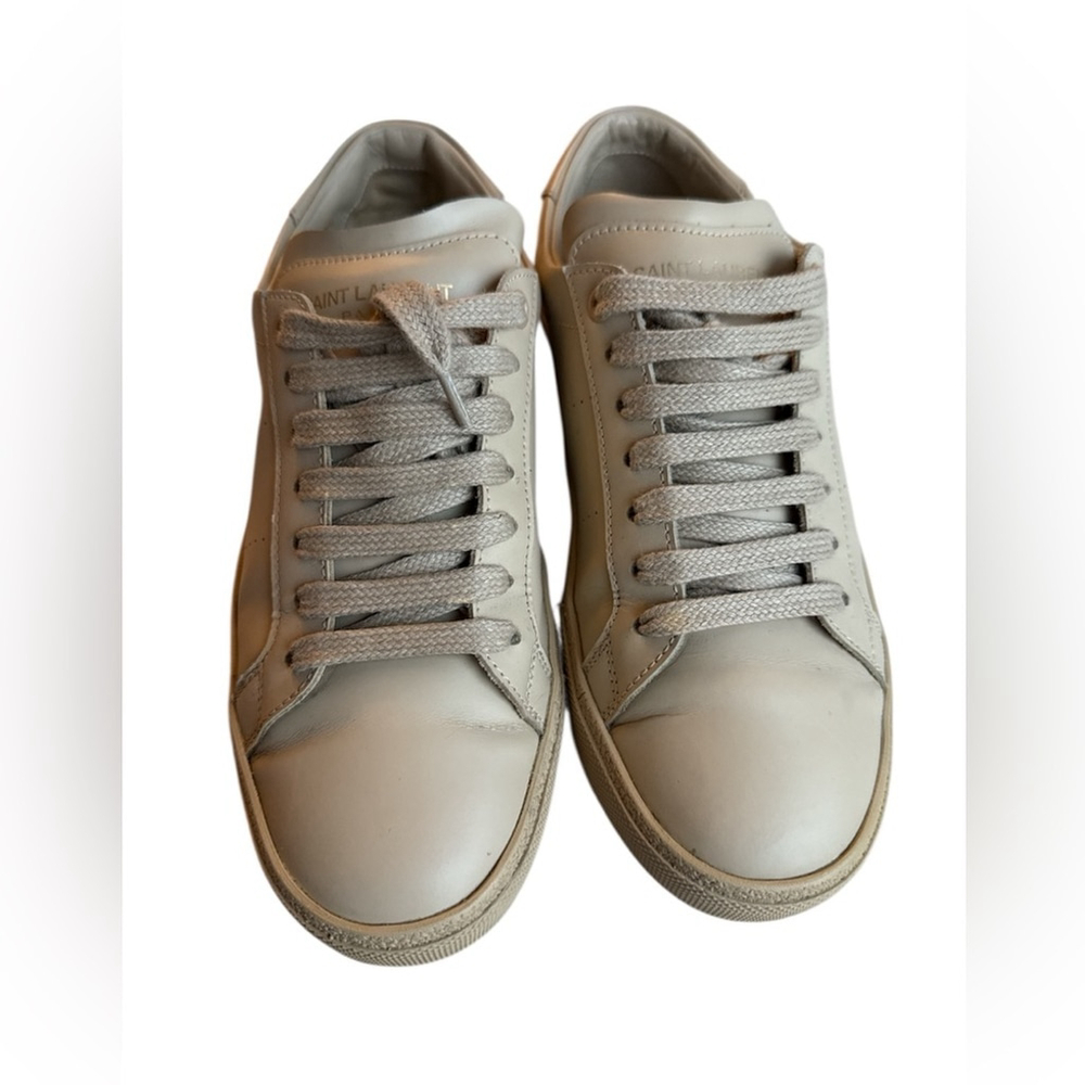 Saint Laurent Beige Pink Court Classic SL/06 Sneakers Low top Leather Size 36.5 - Picture 2 of 11